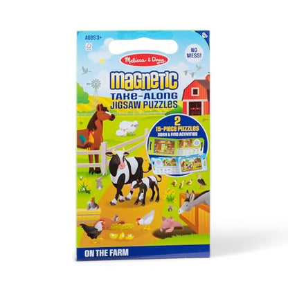 Melissa & Doug Take-Along Magnetic Jigsaw Puzzle Set – On the Farm (2 x 15 Piece) Travel Activity Toy for Preschoolers and Kids Ages 3+ - FSC Certified - style: Farm