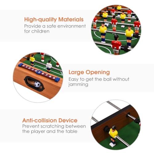 GLACER Multi Game Table, 2 in 1 Mini Foosball Table w/Manual Scoring Bar, Realistic Playing Field, Compact Air Hockey Table for Game Room, Home, Play Room, Bars, Parties