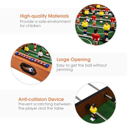 GLACER Multi Game Table, 2 in 1 Mini Foosball Table w/Manual Scoring Bar, Realistic Playing Field, Compact Air Hockey Table for Game Room, Home, Play Room, Bars, Parties