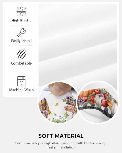 Savannan Office Chair Cover, Welcome to Fall Black Plaid Protective Stretch Elastic Universal Cover for Desk Task Chair,Computer Rotating Chair 1 Pcs Grape Wildflowers Scarecrows