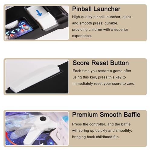 Arcade Tabletop Pinball Toy with Light and Sound Effects, Electronic Pinball Machine for Kids and Adults, Christmas Pinball Gifts with Digital Counter, Mini Pinball Machine Kit