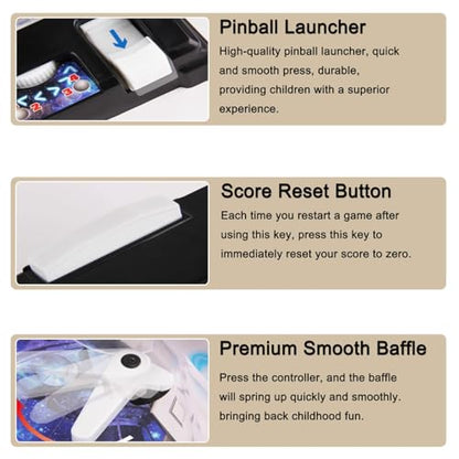 Arcade Tabletop Pinball Toy with Light and Sound Effects, Electronic Pinball Machine for Kids and Adults, Christmas Pinball Gifts with Digital Counter, Mini Pinball Machine Kit