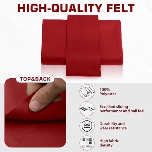 Pool Table Felt Cloth Billiard Cloth with 6 Pcs Cloth Strips and Staple Remover Pool Table Felt Replacement Kit Parts - color: Red, size: 7ft
