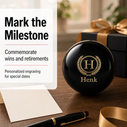 Custom Personalized Pool Ball Laser Engraved Billiard Ball Gift 2.25 Inch Standard Size Polyester Resin Desk Display Optional Ball Stand Add-On White - color: Black / Gold Lettering