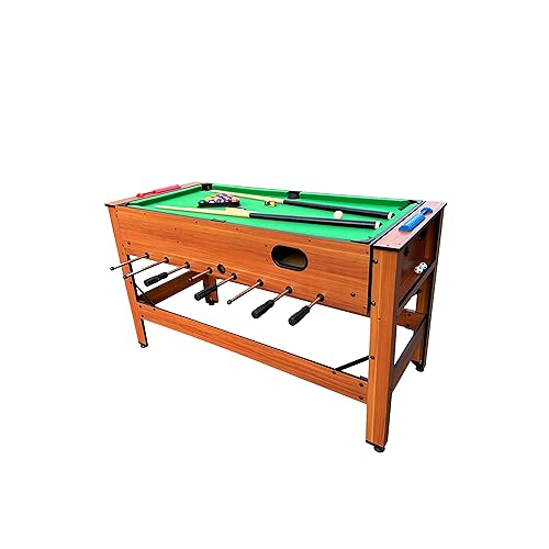 KICK Twain 48" 2-in-1 Multi-Game Table – Foosball & Billiards/Pool Table - color: Brown