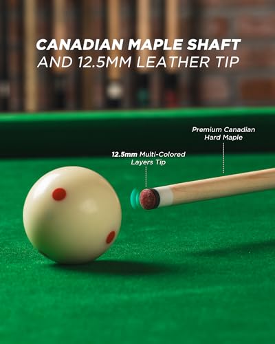 Pool Cue Stick Set of 2, 58-inch Green Billiard Cue with 12.5mm Leather Tip, 18 Joints & Black Ferrules for Professional Play, Green 21oz and Pink 18oz