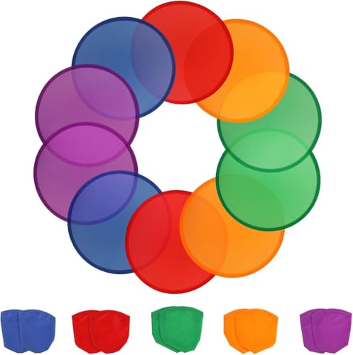Aooba Flying Disc Fans, 10 Pieces Foldable Flying Disc or Fan with Storage Bag Assortment Fans Set Beach Flying Disc- 9.8" Foldable Flying Disc