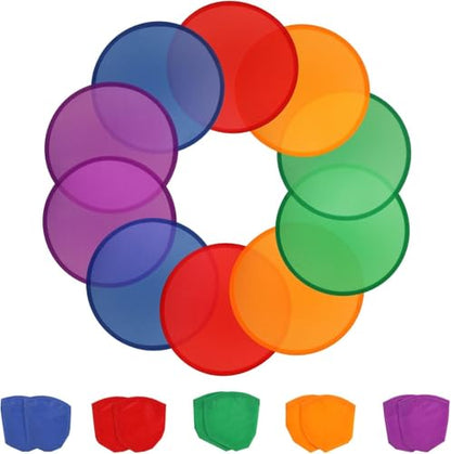 Aooba Flying Disc Fans, 10 Pieces Foldable Flying Disc or Fan with Storage Bag Assortment Fans Set Beach Flying Disc- 9.8" Foldable Flying Disc