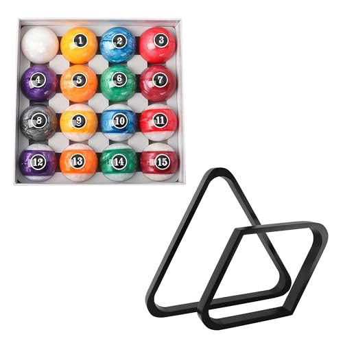 GSE Games & Sports Expert 8-Ball Triangle & 9-Ball Diamond Pool Ball Racks with 2-1/4" Standard Pool Balls, Billiard Balls and Racks Set, Pool Table Accessories (Several Colors Available) - color: Pearl Style Balls, style: Black Racks