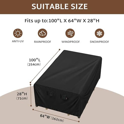 iBirdie Outdoor Patio Furniture Set Covers 100 x 64 inch fit 5 x 8 ft, 60, 62 inch Wide, 100, 96 inch Long Outside Dining Table and Chairs, Waterproof Weatherproof Cover, Heavy Duty 600D - size: 100 x 64 x 28 inch