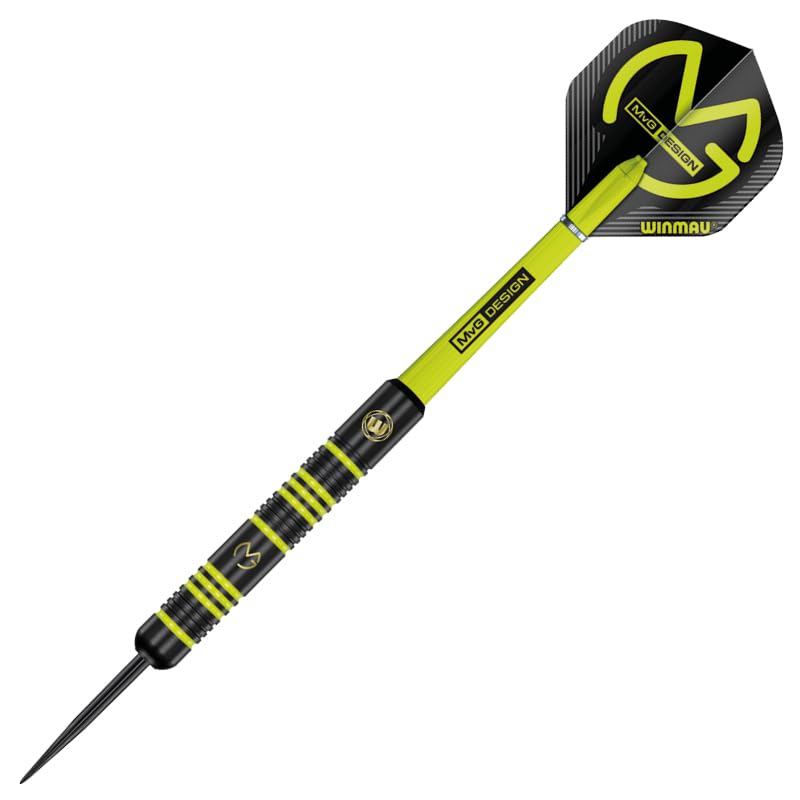 Winmau Michael Van Gerwen MvG Ambition Brass Steeltip Darts Set 24g with MvG Flights and Nylon Shafts (Stems)
