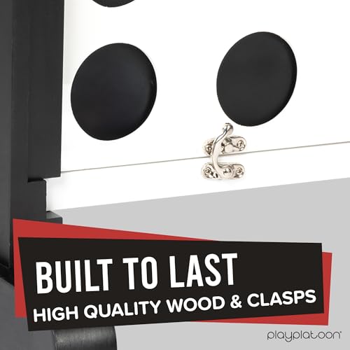 Play Platoon Giant 4 in a Row Outdoor Game & Magnetic Tic Tac Toe - Wooden Yard Game with Case & Rustic Metal/Wood Board for Family Fun & Room Decor