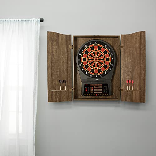 DMI Sports MI Sports Brown CricketPro Dartboard Cabinet | Designed for Arachnid 15.5” CricketPro 900, 800, 750, 650 Electronic Dartboards | Does Not Include Dartboard