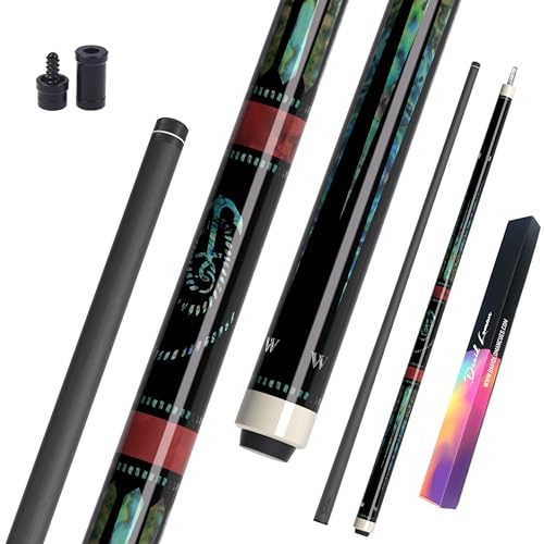 Carbon Fiber Pool Cue 58" 2-Piece Cue Stick Professional Cue Carbon Technology Low Deflection Billiard Cues（Weight can be Adjusted） - color: Aurora, size: 13mm