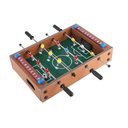 Foosball Table, Compact Portable Size Tabletop Foosball Mini Soccer Game with 2 Balls 4 Player Rows for Kids Family Interactive Play