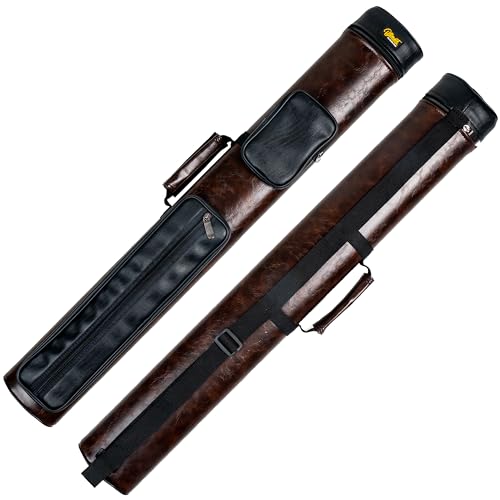 Billmart Pool Cue Case, 2 X 3 Hard Pool Cue Stick Carrying Case, Billiard Stick Accessories - color: Brown