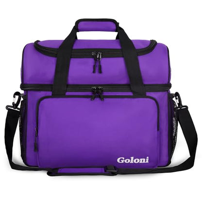 Goloni 2 Balls Bowling Bag with Ball Holder - Fits Bowling Shoes Up to Mens Size 16 and Accessories - color: Purple