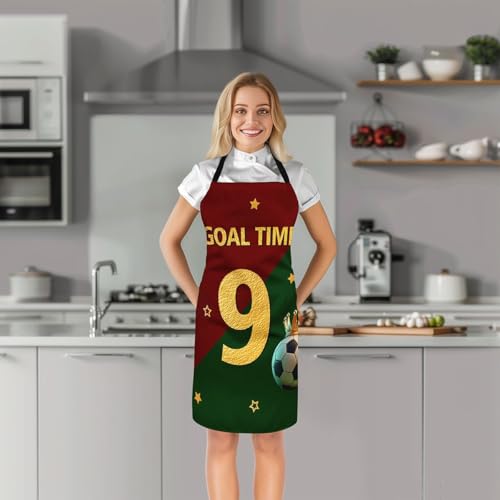 Manfei Baseball Kids Kitchen Apron - color: Red and Green
