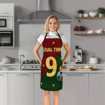 Manfei Baseball Kids Kitchen Apron - color: Red and Green