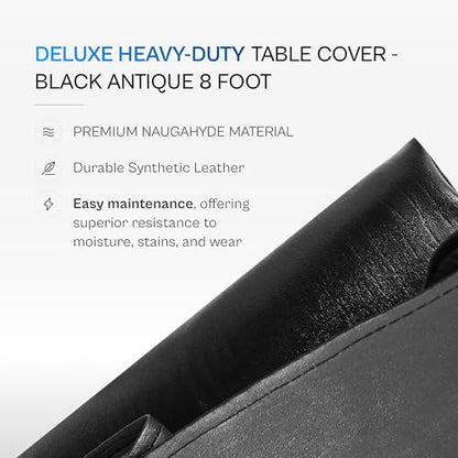 Pearson 8-Foot Pool Cover – Heavy-Duty Waterproof Billiard Cover for Indoor/Outdoor Use – Black Leatherette Tear-Resistant Naugahyde – Essential Pool Table Accessories for Billiards Setup