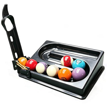 Pool Ball Rack Training Aid Kit, Billiard Pool Accessories with Precision Training Rack, Portable Backpack with Spare Parts, Pool Table Practice Tool, Gift for Pool Players - color: black