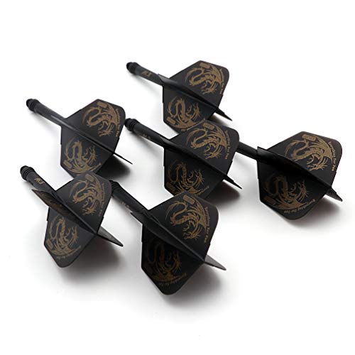 CUESOUL 6 Pieces ROST Integrated Dart Shaft and Flights - color: Shaft Length 28mm-Big Wing Shape-Black Dragon