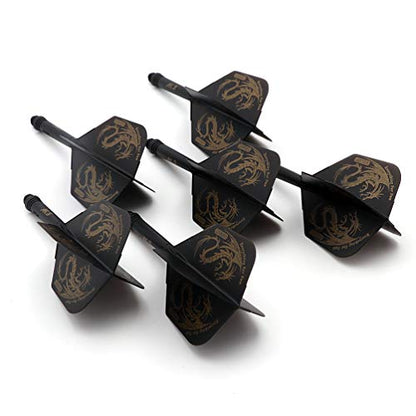 CUESOUL 6 Pieces ROST Integrated Dart Shaft and Flights - color: Shaft Length 28mm-Big Wing Shape-Black Dragon
