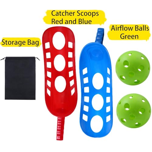Cooraby Scoop Ball Game Scoop and Ball Toss Set Toss Catch Game Toy Lacrosse Racket Game with Storage Bag, 4 Scoops and 2 Balls