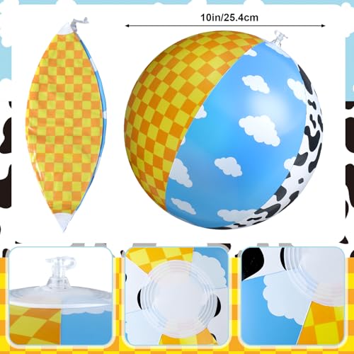 48 Pcs Toy Inspired Inflatable Beach Balls with Matching Glasses 10 Inch Animated Blow up Balls Pool Party Supplies for Water Birthday Beach Summer Holiday Fun - style: Splicing