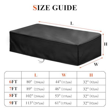 【2025 Upgraded Fabric】Saking 6/7/8/9 Ft Pool Table Cover Waterproof, Heavy Duty Billiard Table Cover Indoor & Outdoor, 89" L x 46" W x 32" H, (7 Feet, Black)