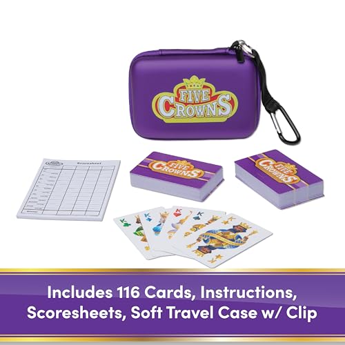 Five Crowns Travel Case Bundle, Cards, Scorecard Included – Card Game for Kids and Adults, Family Game Night, The Game isn’t Over Until The Kings Go Wild!, 5 Suited Rummy Style Card Game, Ages 8+ - style: Five Crowns Travel