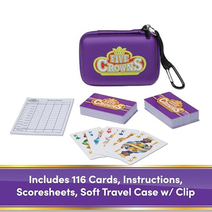 Five Crowns Travel Case Bundle, Cards, Scorecard Included – Card Game for Kids and Adults, Family Game Night, The Game isn’t Over Until The Kings Go Wild!, 5 Suited Rummy Style Card Game, Ages 8+ - style: Five Crowns Travel