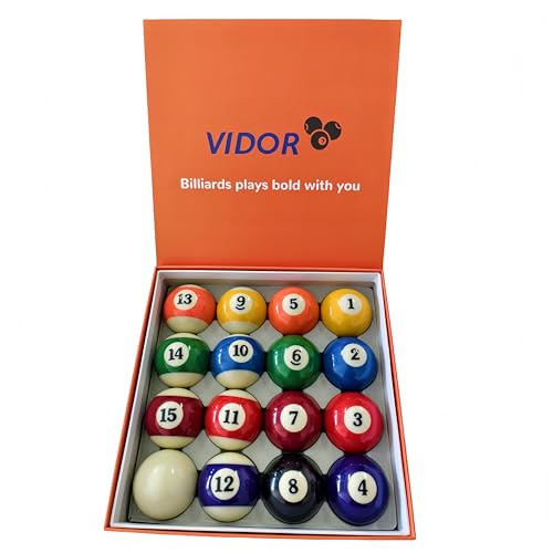 VIDOR Pool Ball,Billiard Balls 2-1/4" Regulation Size Billiard Balls Set with 6 oz Weight Full 16 Resin Pool Balls - style: Deluxe Standard