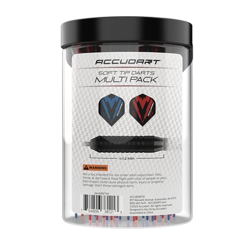 Accudart 24‑Pack Soft Tip Dart Multi‑Pack – Onyx Coated Barrels, Polycarbonate Shafts, Standard Poly Flights – 16‑Gram Soft Tip Darts for Electronic Dartboards
