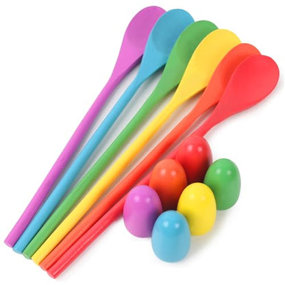 LovesTown 12 PCS Egg Spoon Race Game Sets, Wooden Balance Relay Games for Kids Carnival Birthday Party Outdoor Spring Group Obstacle Course Game Field Day Party Favors - size: Medium