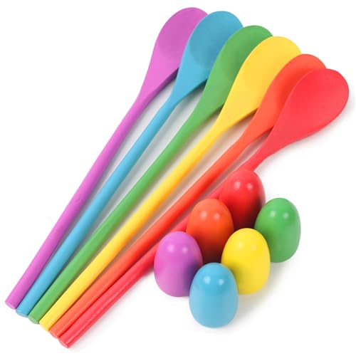 LovesTown 12 PCS Egg Spoon Race Game Sets, Wooden Balance Relay Games for Kids Carnival Birthday Party Outdoor Spring Group Obstacle Course Game Field Day Party Favors - size: Medium
