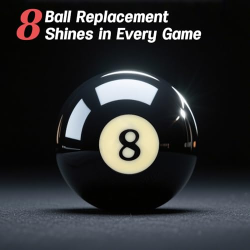 Replacement 8 Ball – Regulation 2-1/4" Resin Billiard Ball, Precision Weighted, Single Black Pool Ball for American Tables