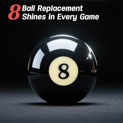 Replacement 8 Ball – Regulation 2-1/4" Resin Billiard Ball, Precision Weighted, Single Black Pool Ball for American Tables
