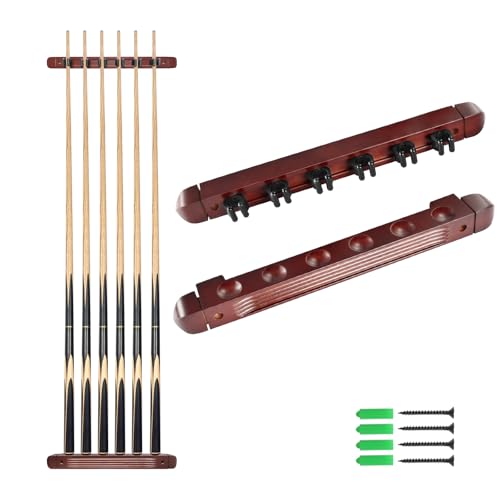Pool Cue Rack Wall Mounted Rack Billiard/Pool Cue Wall Rack Cue Rest Cue Stick Holder (Burgundy / 6 Cues) - color: Burgundy, size: 6 Cues Holder