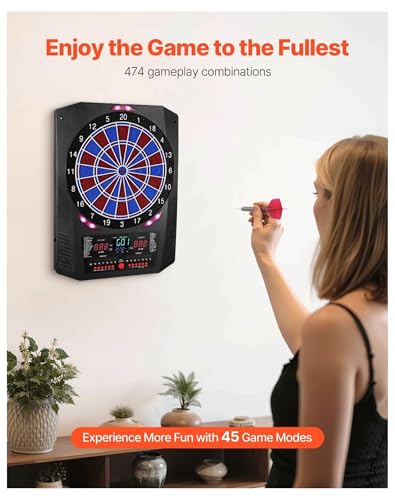 Electronic Dart Board, 13.5" Target Dartboard with 45 Games, 8 Players, LED Scoring, 6 Darts & 50 Tips - Home, Party, Bar Game