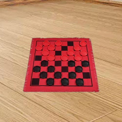 predolo Checkers Board Game Set,Classic 3 in 1 Indoor and Outdoor Activity Checker Game Mat, Toe Game Giant Checkers, red