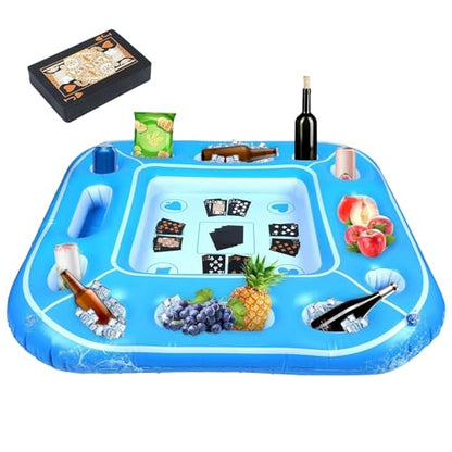 Floating Card Table for Pool, Inflatable Board Games Table, 39.4 inches, Waterproof Portable Desk, Fun Outdoor Activity, Kids Entertainment, Vacation , Beach Accessory