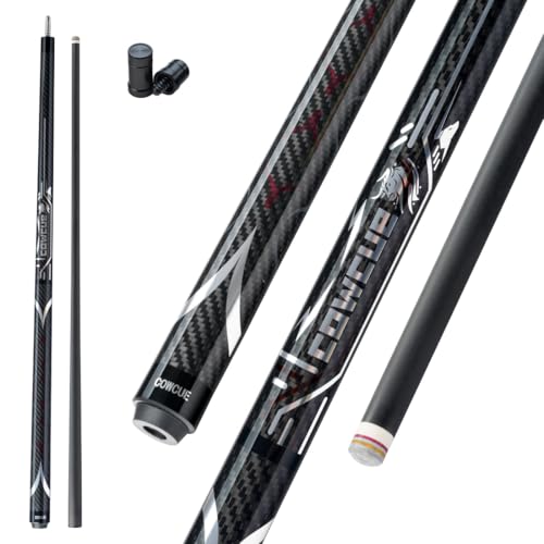 CRICAL COWCUE 58-Inch Carbon Fiber Pool Cue, Low Deflection, 12.5mm Tip | Adjustable pool cue with 3/8x8 joint for stable control, regular billiards practice and pool hall play. - color: CW-02