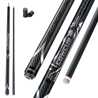 CRICAL COWCUE 58-Inch Carbon Fiber Pool Cue, Low Deflection, 12.5mm Tip | Adjustable pool cue with 3/8x8 joint for stable control, regular billiards practice and pool hall play. - color: CW-02