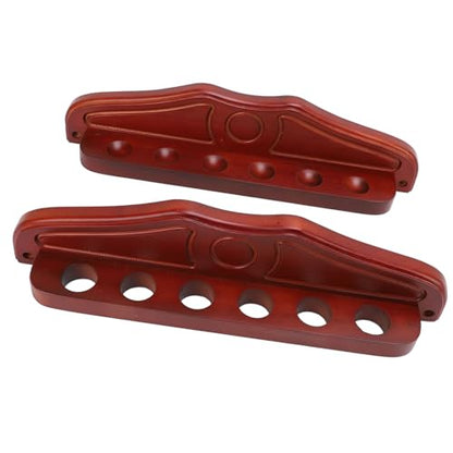 FILFEEL Pool Stick Wall Mounted Organizer, 6 Cues Wooden Billiard Rack Mahogany Finish Hardwood Pool Sticks Rack Billiard Stick Wall Rack with 6 Clips, Designed to be wall Mounted, it