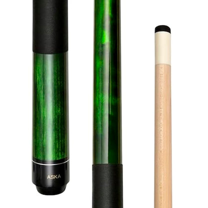 ASKA Short Kids Cue Stick, Canadian Hard Rock Maple, 13mm Hard Tip - color: 48-inches Green, Wrap (LEC48GRN)