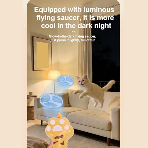 ZJchao Interactive in the Dark Flying Disc Cat Toy with USB Rechargeable Battery Silent Design for Indoor Kittens Playful Adult Cats