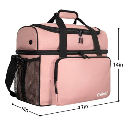 Goloni 2 Balls Bowling Bag with Ball Holder - Fits Bowling Shoes Up to Mens Size 16 and Accessories - color: Flesh Pink