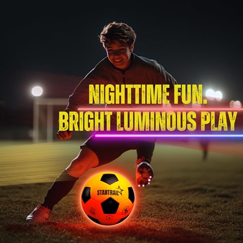 Light Up Soccer Ball, Glow in the Dark Ball NO 5, Soccer Gifts for Boys 8-12, 12-14 Year Old, Kids & Teens Gift Ideas, Sports Toys for Boy & Girl Ages 8 9 10 11 12 13 14 15, Glowing Outdoor Activity