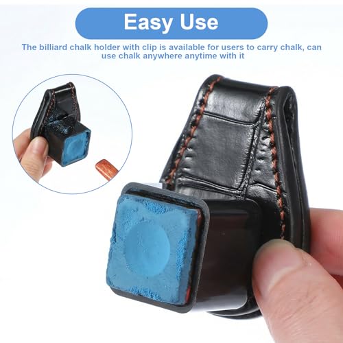 Prasacco Pool Chalk Holder Pool Cue Chalk Holder Magnetic Leather Pocket Clip Snooker Billiard Accessories